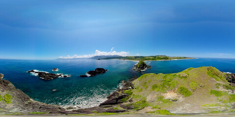 Seascape with Rocky island in the sea. Philippines. Tandoyong Island. VR 360.