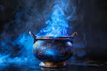 Cauldron bubbling with a transparent white background, evoking witchcraft and magic