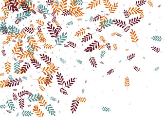 Gold Herb Background White Vector. Foliage Wood Illustration. Orange Leaves. Brown Leaf Agriculture. Material Set.