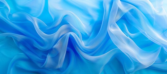 Obraz premium Tranquil blue silk waves gentle flowing textile creates peaceful abstract backdrop