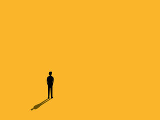 Man standing alone in empty space. vector