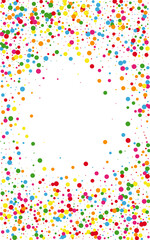 Bright Confetti Background White Vector. Circle Festival Design. Rainbow Holiday. Multicolored Polka Paper. Round Parade Frame.