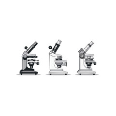 Microscope | Minimalist and Simple set of 3 Line White background - Vector illustration