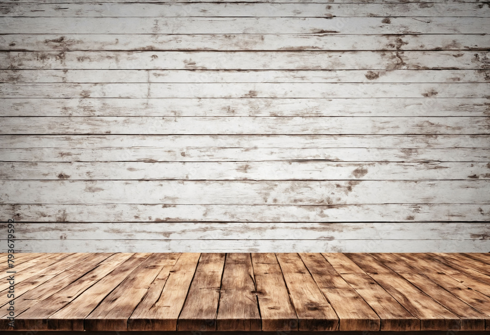 Leinwandbilder rustic empty wood table against a light background