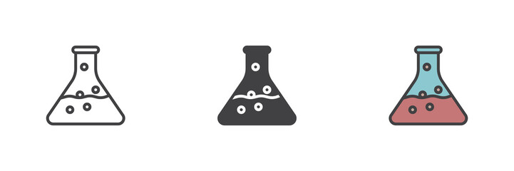 Chemical flask different style icon set