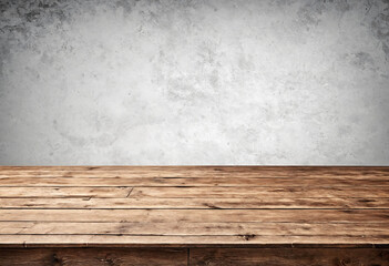 Rustic empty wood table against a light background