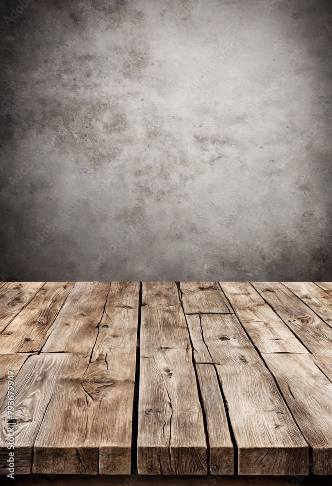 Aufkleber Rustic empty wood table against a light background
