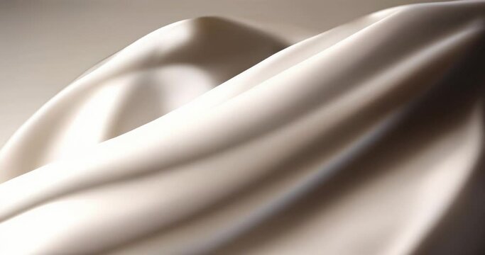 Elegant satin fabric, soft texture highlighted by natural light, ideal for luxury branding, fashion, and decor. Trendy neutral tone
