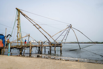 fishing nets on the beach
