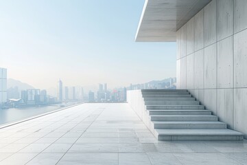 Obraz premium Concrete steps and buildings on the square,Empty architectural background.