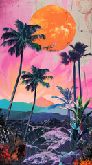 Palm trees collage landscape - 793681968