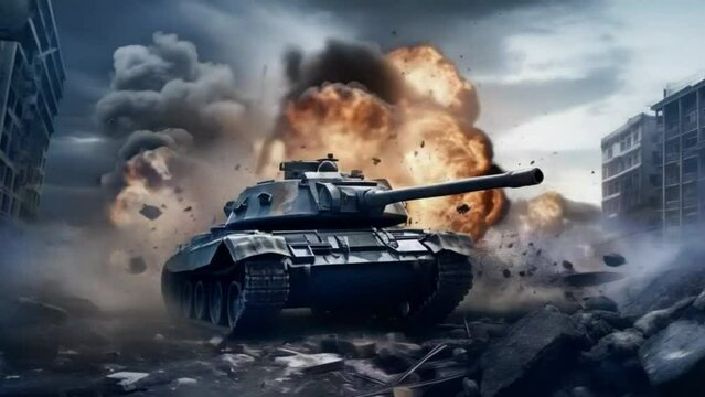 The Intensity of War: Tanks, Explosions, and Fire. Tanks in the war. Explosions, shooting, fire