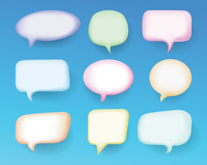 Set of 3D speech bubbles with pastel colors