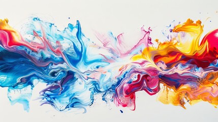 Energetic abstract liquid swirls radiate with vitality and energy against a bright white backdrop