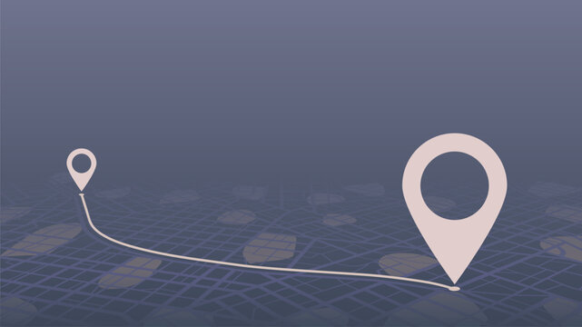 Navigation to poi. Online digital service for vehicle with location search. Generic city map with signs of streets, roads. Vector illustration, map background
