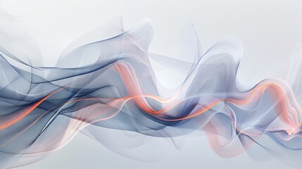 Ethereal abstract swirls flow gracefully like ribbons in the wind against a pure white backdrop