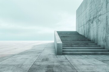Concrete steps and buildings on the square,Empty architectural background. - obrazy, fototapety, plakaty