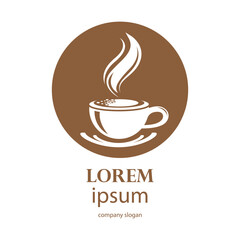 logo design of hot coffee in a glass with smoke