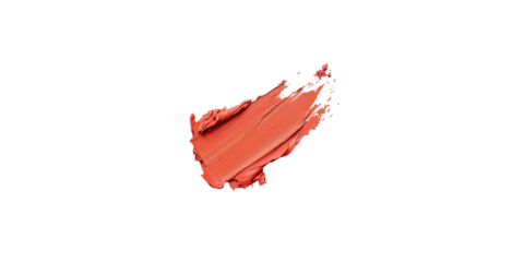 
Lipstick smudge in coral color isolated on white background