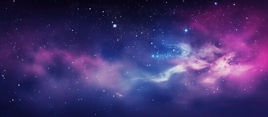 A vast purple and blue galaxy with countless stars illuminating the sky