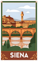 Naklejka premium Vintage Siena Poster Design | Italy