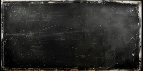  dark blackboard with a thin white border around the edges. The background is plain and blank, suitable for writing or drawing ,black Distressed Grunge wall background - obrazy, fototapety, plakaty