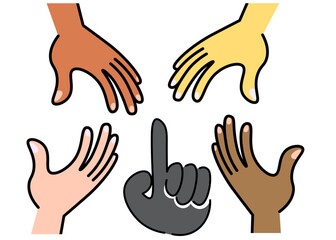 set hands symbol of humanity in vector in flat style. illustration for design, logo, sticker, poster, print