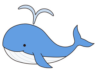 かわいいクジラのベクターイラスト。鯨、アイコン、海、水族館
