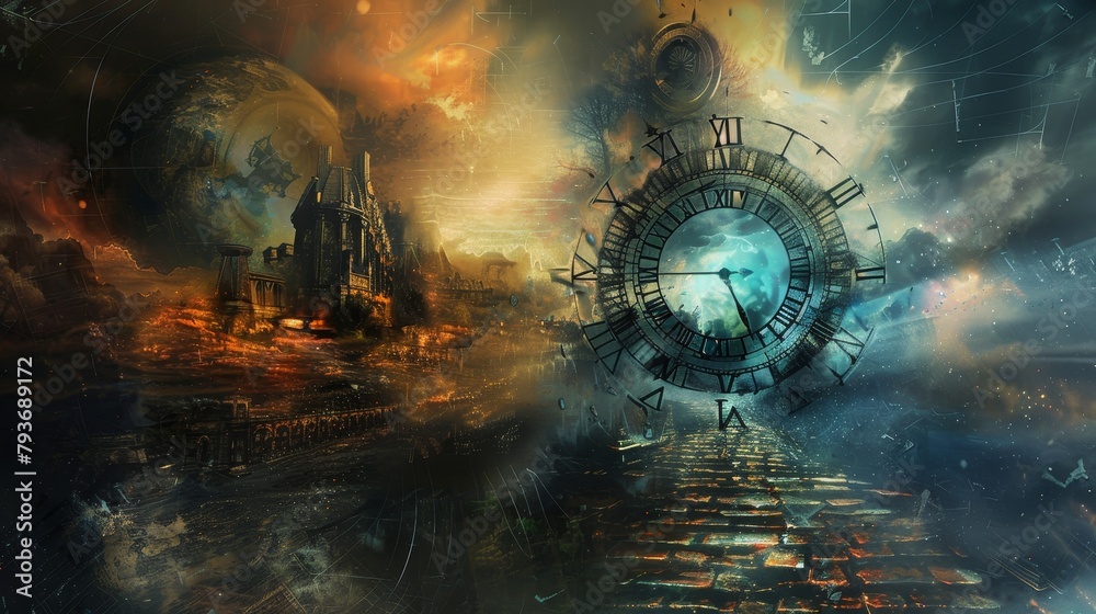 Fototapete a surreal and dreamy depiction of the passage of time in an abstract and artistic style ai generated