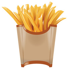 Crispy fries in a brown carton illustration