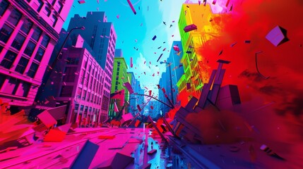 A vibrant 3D render of a battle in Memphis  AI generated illustration