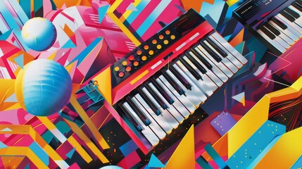 A vibrant and dynamic composition that captures the essence of a catchy tune  AI generated illustration - obrazy, fototapety, plakaty