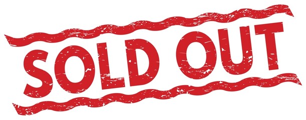 SOLD OUT text on red lines stamp sign. - obrazy, fototapety, plakaty