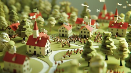 A whimsical 3D animation of a battle in Memphis  AI generated illustration