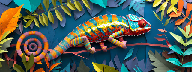 Nature's Palette: The Paper-Breaking Chameleon