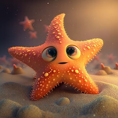 Animated cute looking starfish