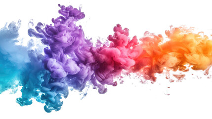 rainbow gradient colorful ink smoke isolated on white or transparent png