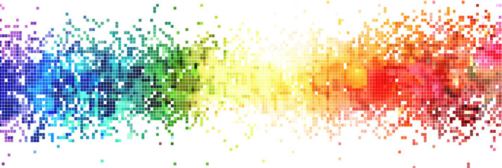 rainbow colored digital pixel art, modern design, isolated on white or transparent png