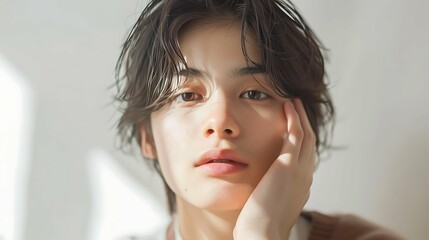 肌の調子が気になる若い男性 AI