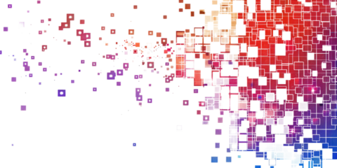 blue and red colorful digital pixel art, modern design, isolated on white or transparent png