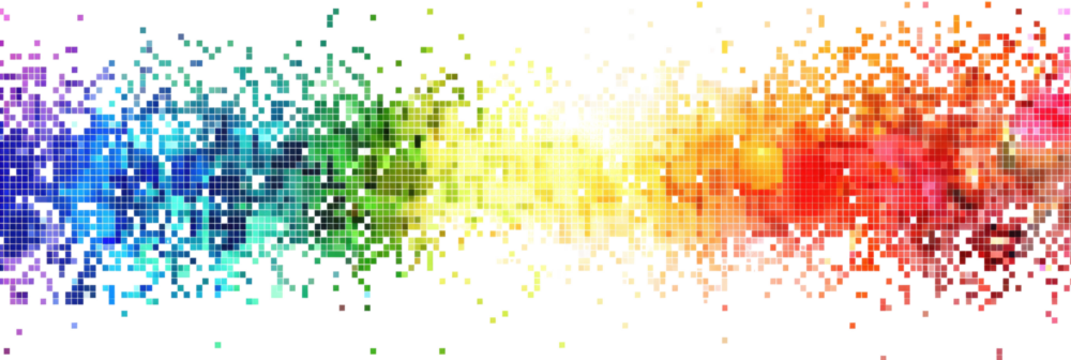 rainbow colored digital pixel art, modern design, isolated on white or transparent png - Powered by Adobe