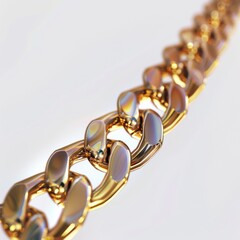 A luxurious golden cuban chain link necklace rests upon a background capturing the essence of wealth, style and elegance. Great as product design inspiration