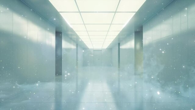 contemporary future concept background- empty futuristic hall. seamless looping overlay 4k virtual video animation background