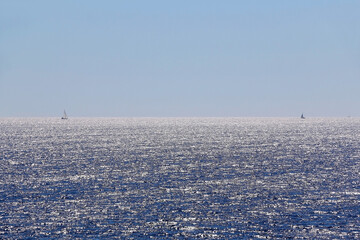 Sailing boat and beautiful Adriatic sea landscape in Croatia.