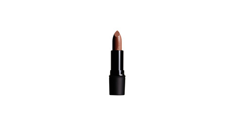 Obraz premium A high-quality studio photo of an elegant lipstick in a soft peach color, with its texture and hue visible on the surface
