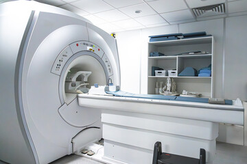 MRI Room: Pre-Examination Waiting Area with Magnetic Resonance Imaging Equipment  - obrazy, fototapety, plakaty