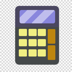 Currency exchanger, technology, calculator, calculation, cryptocurrency, flat design, simple image, cartoon style. Money making concept. Vector line icon for business and advertising