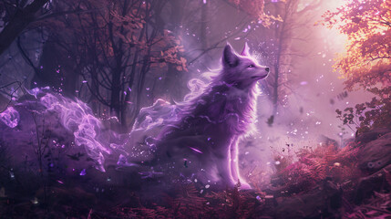 Purple cloud breathing fantasy animal posing