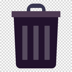 Black trash can, garbage, bad ideas, care of the surrounding space, flat design, simple image, cartoon style. Bad content concept. Vector line icon for business and advertising