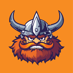 Viking Mascot for Esports Team Logo Flat Color Vector Illustration